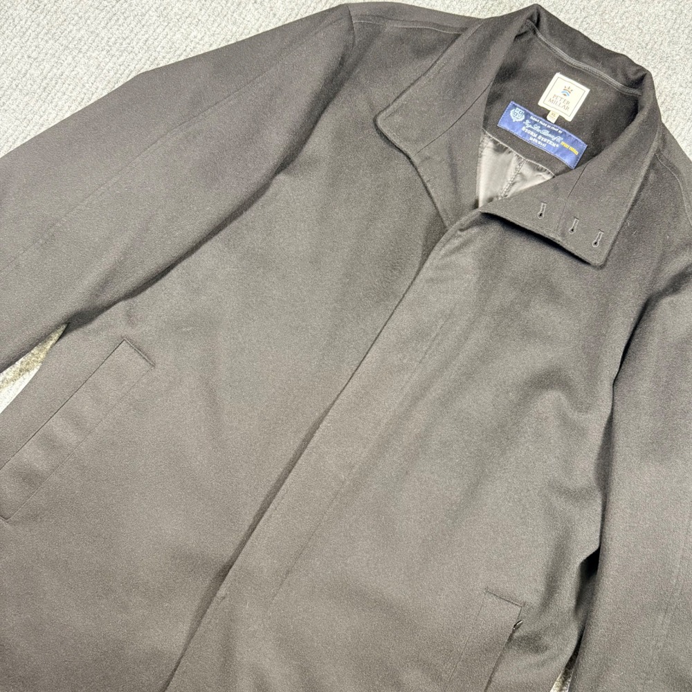 Peter Millar Loro Piana Storm Syst Wool Doeskin Coat Men's XL Black Italy Fabric